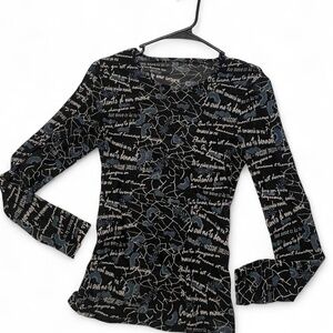 Euro Grunge Graphic Mesh Top